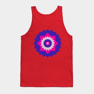 Boho Abstract Bright Pink and Blue Flower Tank Top